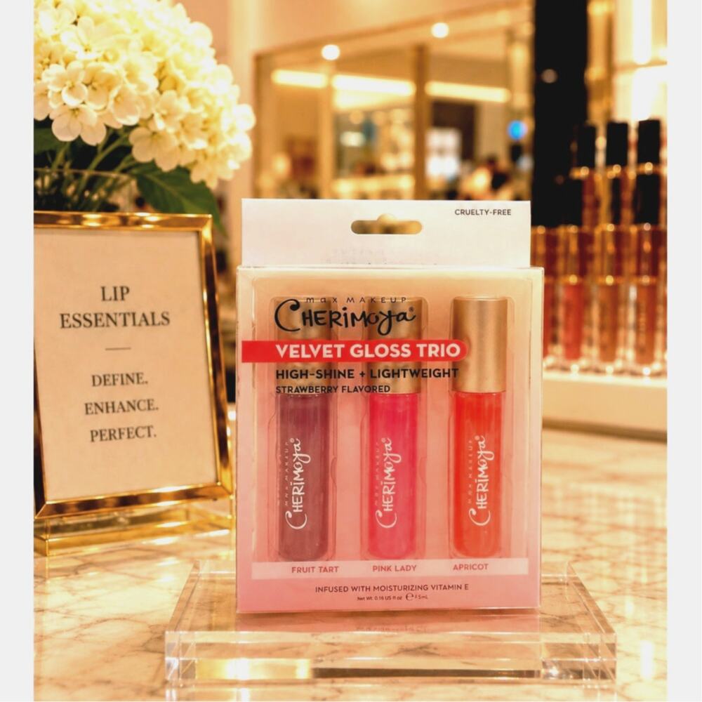 Max Makeup Cherimoya Jelly Trio High Shine Strawberry-flavored Lip Gloss